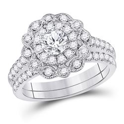 14kt Yellow Gold Round Diamond Flower Cluster Ring 1/2 Cttw