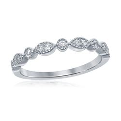 10kt White Gold Round Diamond Teardrop Cluster Curl Ring 1/8 Cttw