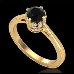 1.15 ctw VS Black Diamond Solitaire Halo Ring 10K Rose Gold