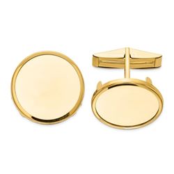 14k Yellow Gold 1/10 oz Panda Polished Plain Bezel Cuff Links