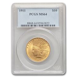 1911 $10 Indian Gold Eagle MS-64 PCGS