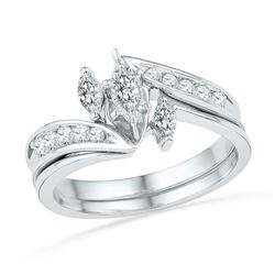 14kt Two-tone Gold Round Diamond Bridal Wedding Engagement Ring Band Set 1.00 Cttw
