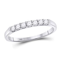10kt White Gold Round Diamond Wave Crossover Band Ring 1/4 Cttw