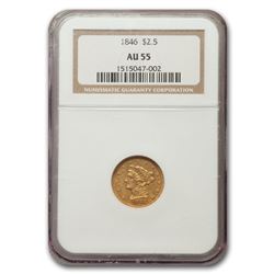 1846 $2.50 Liberty Gold Quarter Eagle AU-55 NGC