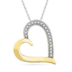 10kt Rose Gold Round Diamond Double Heart Pendant 1/12 Cttw
