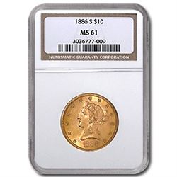 1886-S $10 Liberty Gold Eagle MS-61 NGC