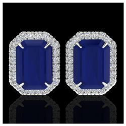 1.75 ctw Fancy Intense Blue Diamond Art Deco Earrings 18K White Gold