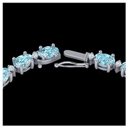 11.40 ctw Turquoise & Diamond Halo Bracelet 10K White Gold