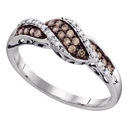 10kt White Gold Round Diamond Elevated Square Cluster Ring 1/6 Cttw