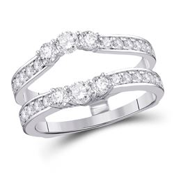 14kt White Gold Round Diamond Split-shank Halo Bridal Wedding Engagement Ring Band Set 1/2 Cttw