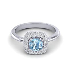 2.02 ctw Sky Blue Topaz & VS/SI Diamond Ring 18K White Gold