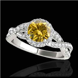 1.55 ctw VS/SI Diamond Solitaire Art Deco Stud Earrings 18K White Gold