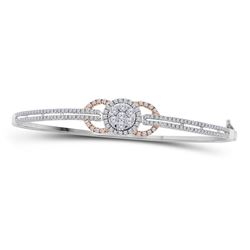 14kt White Gold Round Diamond Inside Outside Hoop Earrings 2.00 Cttw
