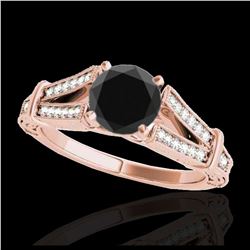 0.77 ctw Fancy Intense Blue Diamond Art Deco Ring 18K Rose Gold