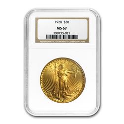 1928 $20 Saint-Gaudens Gold Double Eagle MS-67 NGC