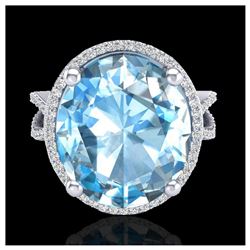 1.30 ctw SI Fancy Blue Diamond Solitaire Ring 10K White & Rose Gold