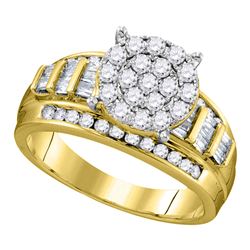 14kt Yellow Gold Princess Blue Color Enhanced Diamond Cluster Bridal Wedding Engagement Ring 1.00 Ct