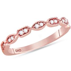 10kt White Gold Round Diamond Rose-tone Heart Bridal Wedding Engagement Ring Band Set 1/4 Cttw