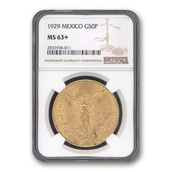 1929 Mexico Gold 50 Pesos MS-63+ NGC