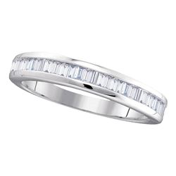 10kt White Gold Round Diamond Zigzag Stackable Band Ring 1/5 Cttw