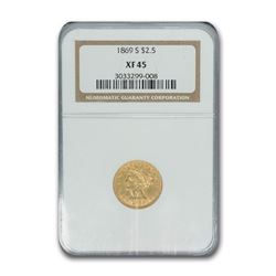 1869-S $2.50 Liberty Gold Quarter Eagle XF-45 NGC
