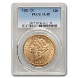 1882-CC $20 Liberty Gold Double Eagle AU-58 PCGS
