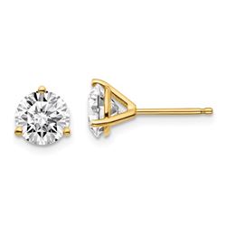 14k Yellow Gold 1 1/2ct Cert. Lab Grown Diamond 3-Prong Earring