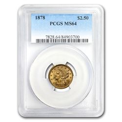 1878 $2.50 Liberty Gold Quarter Eagle MS-64 PCGS