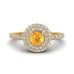 0.90 ctw VS/SI Diamond Halo Ring 14K Yellow Gold