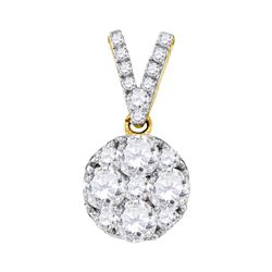 14kt White Gold Round Diamond Square Kite Cluster Stud Earrings 1/20 Cttw