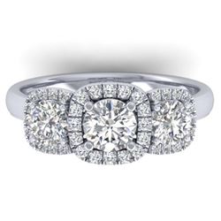 11.98 ctw Emerald & Diamond Ring 14K White Gold