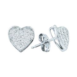 10kt White Gold Round Diamond Cindys Dream Cluster Earrings 1/8 Cttw