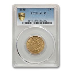 1835 $5 Gold Classic Head Half Eagle AU-55 PCGS