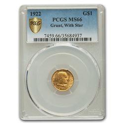1922 Gold $1.00 Grant w/Star MS-66 PCGS