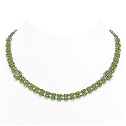 34.11 ctw Emerald & Diamond Halo Necklace 10K Rose Gold