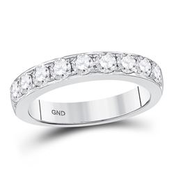 14kt White Gold Round Diamond Oval Cluster Fashion Ring 1/2 Cttw
