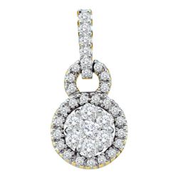 10kt Yellow Gold Round Diamond Square Halo Earrings 3/4 Cttw