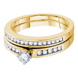 14k Yellow Gold Brown White Diamond Pave-set Unique Band Ring 1/2 Cttw