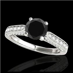 1.15 ctw Fancy Black Diamond Art Deco Stud Earrings 18K White Gold