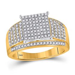 10kt Yellow Gold Round Diamond Solitaire Halo Promise Bridal Ring 1/4 Cttw