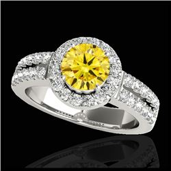 2.15 ctw SI/I Fancy Intense Yellow Diamond Ring 10K Rose Gold