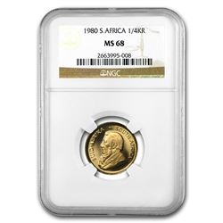 1980 South Africa 1/4 oz Gold Krugerrand MS-68 NGC