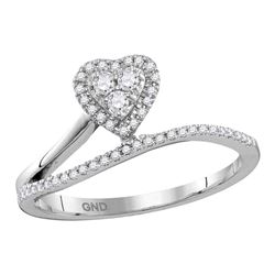 10kt White Gold Round Diamond Small Heart Pendant 1/10 Cttw