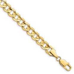 14k Yellow Gold 8.5 mm Open Concave Curb Chain - 7 in.