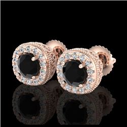 1.50 ctw VS Black Diamond Solitaire Halo Ring 10K White Gold