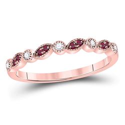 10kt Rose Gold Round Red Color Enhanced Diamond Teardrop Dangle Hoop Earrings 1/4 Cttw