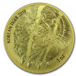 2019 South Korea 1 oz Gold Tiger BU (w/Box & COA)
