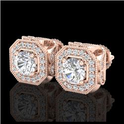 5 ctw Intense Yellow Diamond Stud Earrings 10K Rose Gold