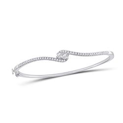 14kt White Gold Round Diamond Solitaire Square Halo Pendant 1/4 Cttw