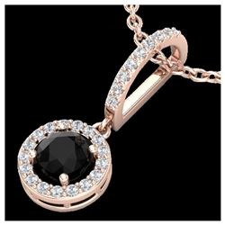 0.82 ctw Fancy Black Diamond Art Deco Stud Necklace 18K White Gold